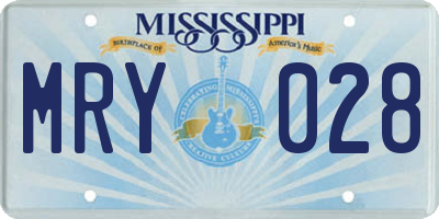 MS license plate MRY028