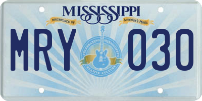 MS license plate MRY030