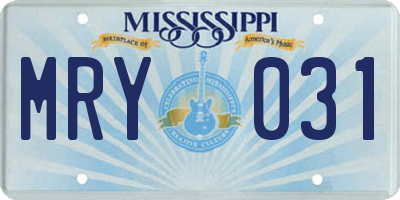MS license plate MRY031