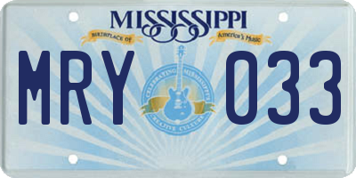 MS license plate MRY033