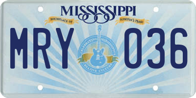 MS license plate MRY036