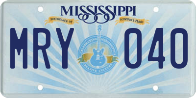 MS license plate MRY040