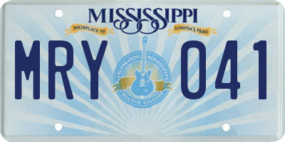 MS license plate MRY041