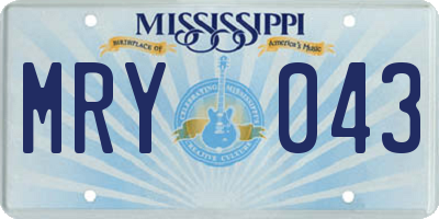 MS license plate MRY043