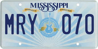 MS license plate MRY070