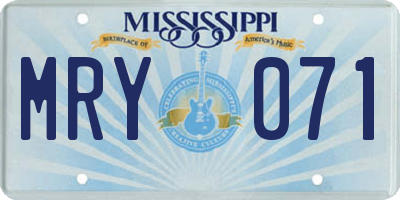 MS license plate MRY071