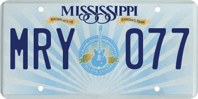 MS license plate MRY077