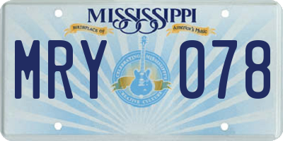 MS license plate MRY078