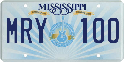 MS license plate MRY100