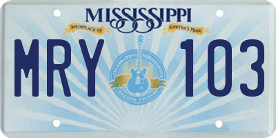 MS license plate MRY103