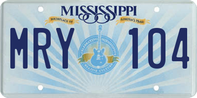 MS license plate MRY104