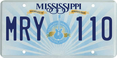 MS license plate MRY110
