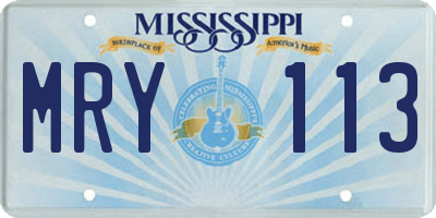 MS license plate MRY113