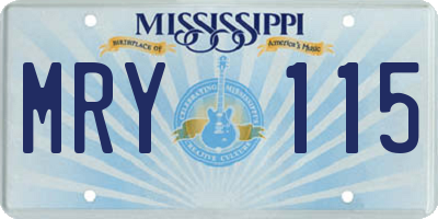 MS license plate MRY115