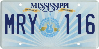MS license plate MRY116