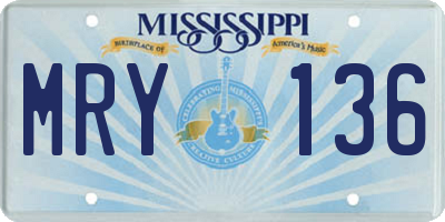 MS license plate MRY136