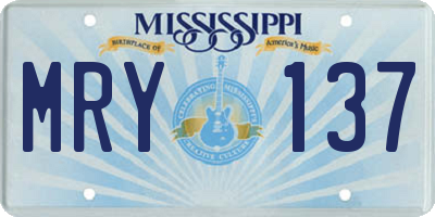 MS license plate MRY137