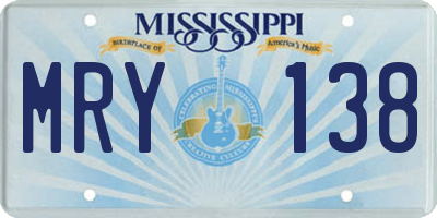 MS license plate MRY138