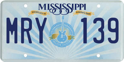 MS license plate MRY139