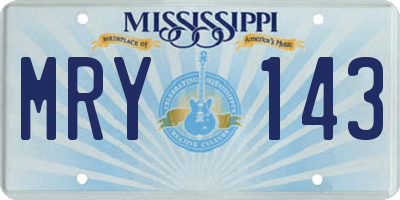 MS license plate MRY143