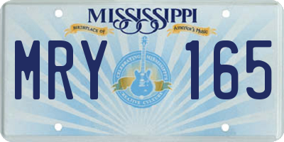 MS license plate MRY165