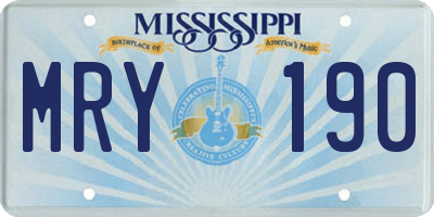 MS license plate MRY190