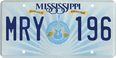 MS license plate MRY196