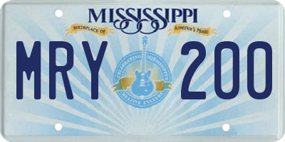 MS license plate MRY200