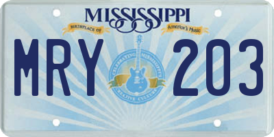 MS license plate MRY203