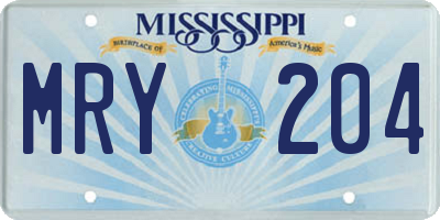 MS license plate MRY204