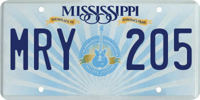 MS license plate MRY205