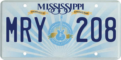 MS license plate MRY208