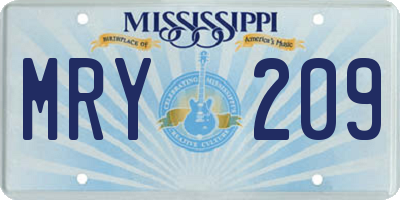 MS license plate MRY209