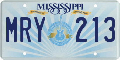 MS license plate MRY213