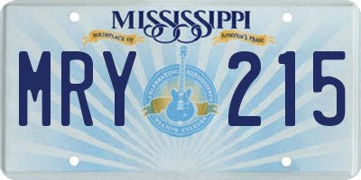 MS license plate MRY215