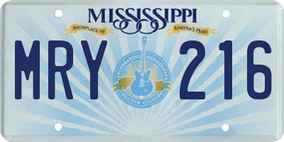 MS license plate MRY216