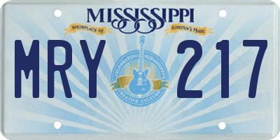 MS license plate MRY217