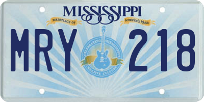 MS license plate MRY218