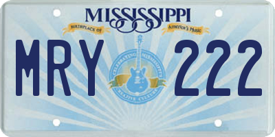 MS license plate MRY222