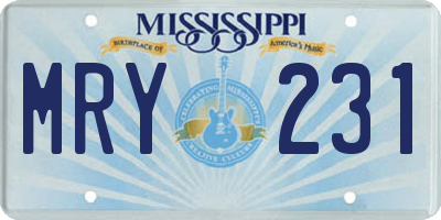 MS license plate MRY231