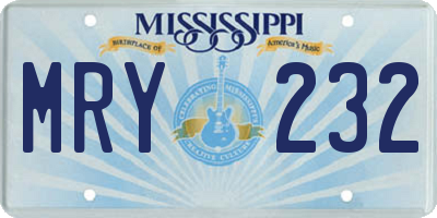 MS license plate MRY232