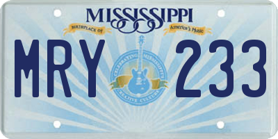 MS license plate MRY233
