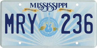 MS license plate MRY236