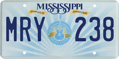 MS license plate MRY238