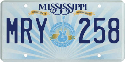 MS license plate MRY258