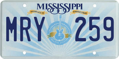 MS license plate MRY259