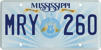 MS license plate MRY260
