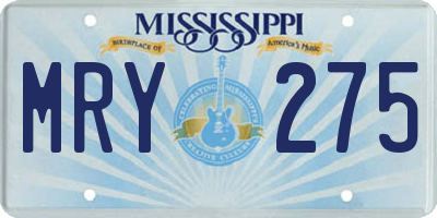 MS license plate MRY275