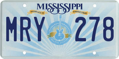 MS license plate MRY278