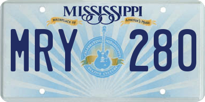 MS license plate MRY280